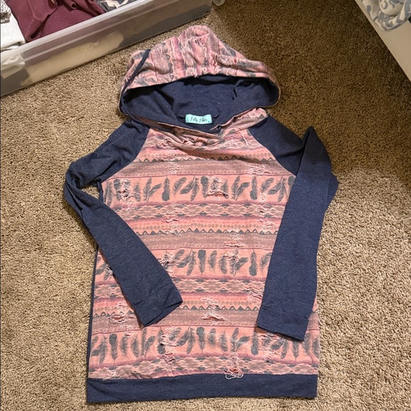 Filly Flair Pink and Navy Hooded Sweater - Picture 1 of 1